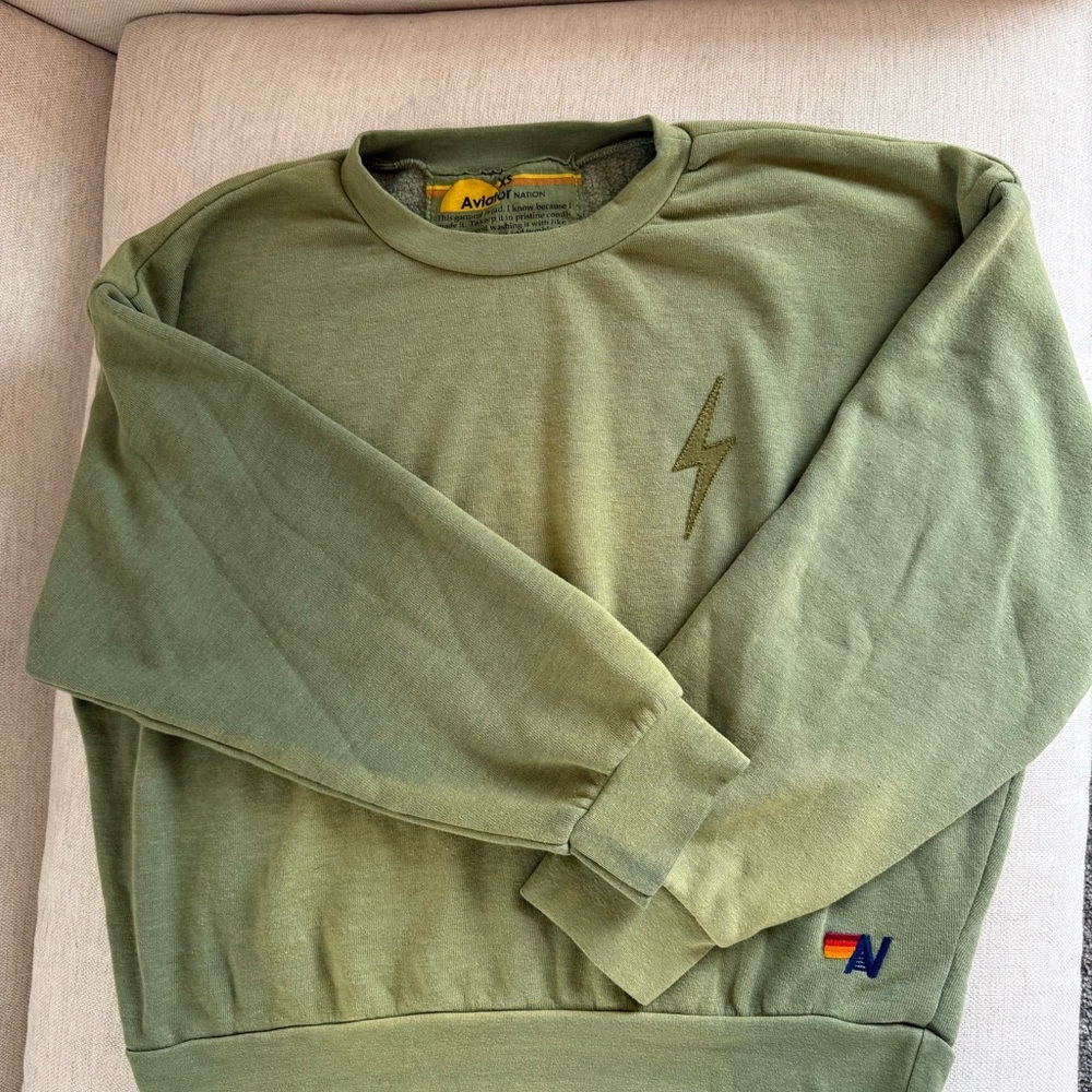 AVIATOR NATION BOLT STITCH 2 RELAXED CREW SWEATSHIRT - FADED ARMY XS